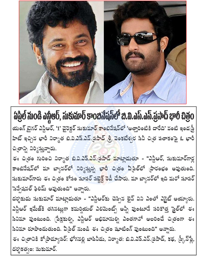 sukumar,sukumar and ntr movie details,sukumar and ntr movie starts in april,jr ntr new movie staring details,jr ntr and sukumar movie updates,bvsn prasad,sukumar and jr ntr movie with bvsn prasad  sukumar, sukumar and ntr movie details, sukumar and ntr movie starts in april, jr ntr new movie staring details, jr ntr and sukumar movie updates, bvsn prasad, sukumar and jr ntr movie with bvsn prasad